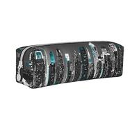 ESASAM New York Paintings Leather Zipper Three-Dimensional Pencil Case, Simple and Elegant, Fashionable and Practical