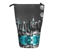 ESASAM New York Paintings Vertical Retractable Pencil Case, Easy to Use, Adjustable Size According to Needs