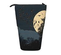 ESASAM Night Crow Print A Pencil Case with A Retractable Design, Versatile and Durable