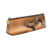 ESASAM Oil Painting Duck Leather Triangular Pencil Case, Lightweight and Cute, with Large Capacity