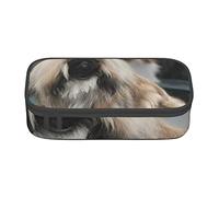 ESASAM Pekingese Dog Print Pencil Case Spacious Oxford Cloth Storage with Multiple Compartments