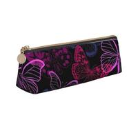 ESASAM Pink Butterfly Leather Triangular Pencil Case, Lightweight and Cute, with Large Capacity