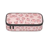 ESASAM Pink Cute Pig Print Stylish Pencil Case - Oxford Fabric, Spacious, and Durable Design for Organized Storage