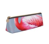 ESASAM Pink Flamingo Leather Triangular Pencil Case, Lightweight and Cute, with Large Capacity
