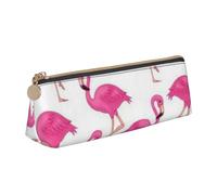 ESASAM Pink Flamingo Leather Triangular Pencil Case, Lightweight and Cute, with Large Capacity
