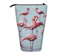 ESASAM Pink Flamingos Vertical Retractable Pencil Case, Easy to Use, Adjustable Size According to Needs