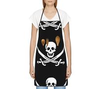 Esasam Pirate Flag Print Impenetrable Full-Pattern Apron With Pockets And Sealed Edges â€“ Immaculate Stain-Resistance For Various Scenarios