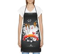 Esasam Poker Tournament Print Impenetrable Full-Pattern Apron With Pockets And Sealed Edges â€“ Immaculate Stain-Resistance For Various Scenarios