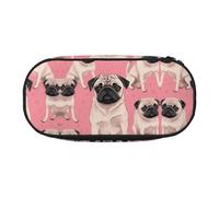 ESASAM Pug Dog Pink Background Fashion Pencil Case-The Necessary Storage Space for Pens, Pencils and Stationery