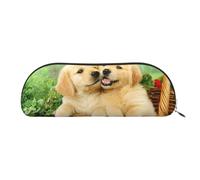 ESASAM Puppy Golden Retriever Leather Semi-Circular Storage Bag, Semi-Circular Shape, Simple and Fashionable