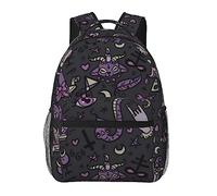 ESASAM Purple Black Goth Spooky Print Stylish Casual Backpack - Trendy Design, Lightweight Material, Multiple Print Options