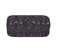ESASAM Purple Black Goth Spooky Print Stylish Pencil Case - Oxford Fabric, Spacious, and Durable Design for Organized Storage