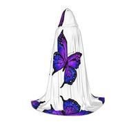 ESASAM Purple Butterfly Printed Teenage Hooded Cloak - Oversized Hat, Comfortable And Durable
