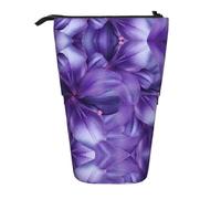 ESASAM Purple Lily Flowers Vertical Retractable Pencil Case, Easy to Use, Adjustable Size According to Needs