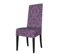 ESASAM Purple Printed Dining Chair Protective Cover, Machine Washable, Suitable For Universal Armless Chairs