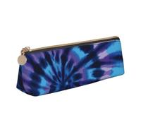 ESASAM Purple Tie Dye Leather Triangular Pencil Case, Lightweight and Cute, with Large Capacity
