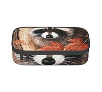 ESASAM Raccoon in The Fall Tree Hole Print Pencil Case Spacious Oxford Cloth Storage with Multiple Compartments