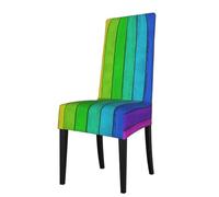 ESASAM Rainbow Colored Wood Background Printed Dining Chair Protective Cover, Machine Washable, Suitable For Universal Armless Chairs
