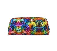 ESASAM Rainbow Rose Leather Zipper Three-Dimensional Pencil Case, Simple and Elegant, Fashionable and Practical