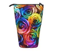 ESASAM Rainbow Rose Vertical Retractable Pencil Case, Easy to Use, Adjustable Size According to Needs