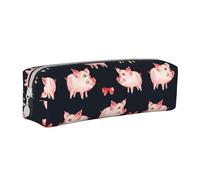 ESASAM Red Cute Piggy Simple and Stylish Leather Pencil Case - Stationery Organizer and Travel Storage, Pencil Holder, Pencil Bag, Zipper Pouch, Pen Case, Art Supplies