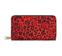 ESASAM Red Leopard Pattern Long Imitation Leather Wallet, Stylish, Practical, and Durable