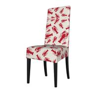 ESASAM Red Lobster Printed Dining Chair Protective Cover, Machine Washable, Suitable For Universal Armless Chairs