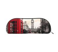 ESASAM Red Phone Booth London Street Leather Semi-Circular Storage Bag, Semi-Circular Shape, Simple and Fashionable