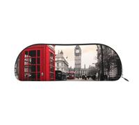 ESASAM Red Phone Booth London Street Leather Semi-Circular Storage Bag, Semi-Circular Shape, Simple and Fashionable