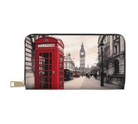 ESASAM Red Phone Booth London Street Long Imitation Leather Wallet, Stylish, Practical, and Durable
