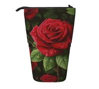 ESASAM Red Rose 2 Vertical Retractable Pencil Case, Easy to Use, Adjustable Size According to Needs