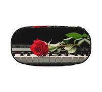 ESASAM Red Rose On Piano Fashion Pencil Case-The Necessary Storage Space for Pens, Pencils and Stationery