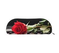 ESASAM Red Rose On Piano Leather Semi-Circular Storage Bag, Semi-Circular Shape, Simple and Fashionable