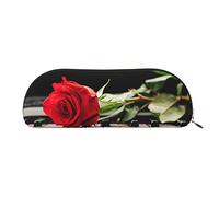 ESASAM Red Rose On Piano Leather Semi-Circular Storage Bag, Semi-Circular Shape, Simple and Fashionable