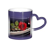 ESASAM Red Rose On Piano Starry Sky Color Changing Mug, Adding A Touch of Magic to Your Daily Life