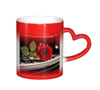 ESASAM Red Rose On Piano Starry Sky Color Changing Mug, Adding A Touch of Magic to Your Daily Life