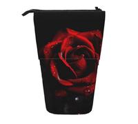 ESASAM Red Rose Vertical Retractable Pencil Case, Easy to Use, Adjustable Size According to Needs