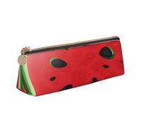 ESASAM Red Watermelon Leather Triangular Pencil Case, Lightweight and Cute, with Large Capacity