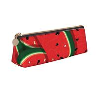 ESASAM Red Watermelon Leather Triangular Pencil Case, Lightweight and Cute, with Large Capacity