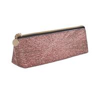ESASAM Rose Gold Pink Leather Triangular Pencil Case, Lightweight and Cute, with Large Capacity