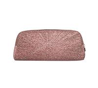 ESASAM Rose Gold Pink Leather Zipper Three-Dimensional Pencil Case, Simple and Elegant, Fashionable and Practical