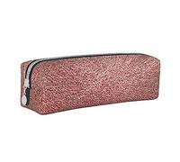 ESASAM Rose Gold Pink Leather Zipper Three-Dimensional Pencil Case, Simple and Elegant, Fashionable and Practical