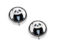 ESASAM Round Mini Medicine Box Cute Panda, Three Spaces, Light And Portable