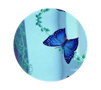 ESASAM (Round) Non-Slip Rubber Mouse Pad 8in Blue Butterfly, Thickened Design Is Fashionable And Durable