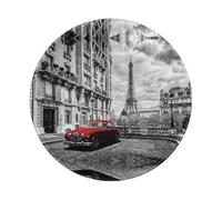 ESASAM (Round) Non-Slip Rubber Mouse Pad 8in City Street Red Car, Thickened Design Is Fashionable And Durable