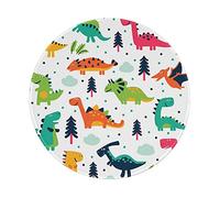 ESASAM (Round) Non-Slip Rubber Mouse Pad 8in Colorful Dinosaurs, Thickened Design Is Fashionable And Durable