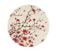 ESASAM (Round) Non-Slip Rubber Mouse Pad 8in Japanese Spring Plum Floral, Thickened Design Is Fashionable And Durable