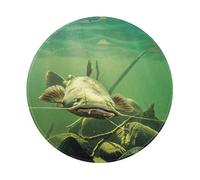 ESASAM (Round) Non-Slip Rubber Mouse Pad 8in Underwater Catfish, Thickened Design Is Fashionable And Durable