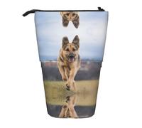 ESASAM Running German Shepherd Dog Vertical Retractable Pencil Case, Easy to Use, Adjustable Size According to Needs