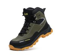 EsaSam Safety Shoes Men's Lightweight Steel Toe Work Shoes Comfortable Slip-Resistant for Industrial Construction,Green,11 UK